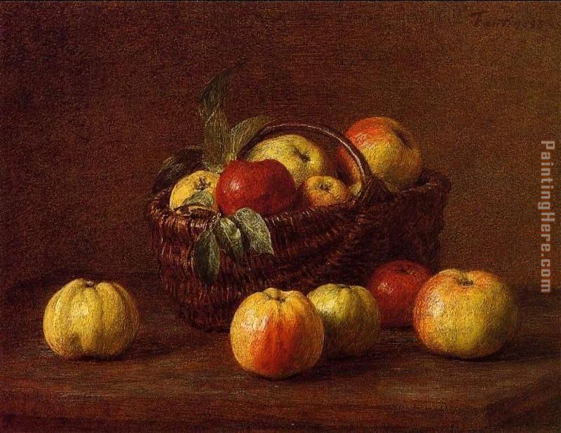 Henri Fantin-Latour Apples in a Basket on a Table